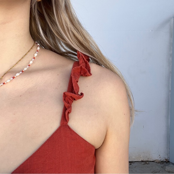 100% Cotton Terra cotta maxi maternity dress, Size us2 - Picture 4 of 8